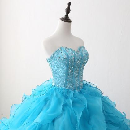 2017 Beaded Blue Quinceanera Dresses Sweetheart..