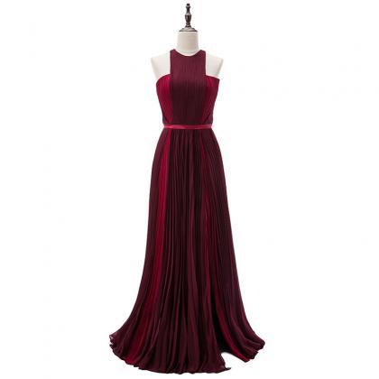 Burgundy Long Celebrity Dresses Red Carpet Dress..