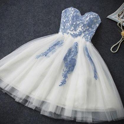 Light Blue Lace Applique And Tull Sweet Style..