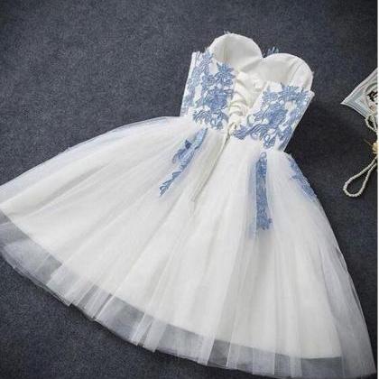 Light Blue Lace Applique And Tull Sweet Style..