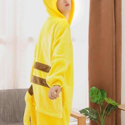 Warm Flannel Pikachu Pajamas For Women And Man..