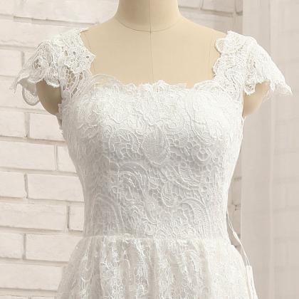 White Short Wedding Dresses,elegant Lace Wedding..