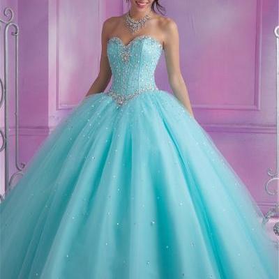 2016 Mint Blue Quinceanera Dresses Ball Gown With Beads Cheap Quinceanera Gowns Sweet 16 Dress Vestidos De 15 Anos Prom Party Dresses custom made