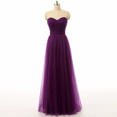 Cheap Long Tulle Bridesmaid Dresses Sweetheart Lace Up Back Women Formal Wedding Party Dress Gowns