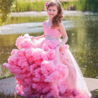 Charming Beautiful Ball Gown Flower Girl Dresses Pink Straps Floor-Length Child Girl Ruffled Pageant Gowns