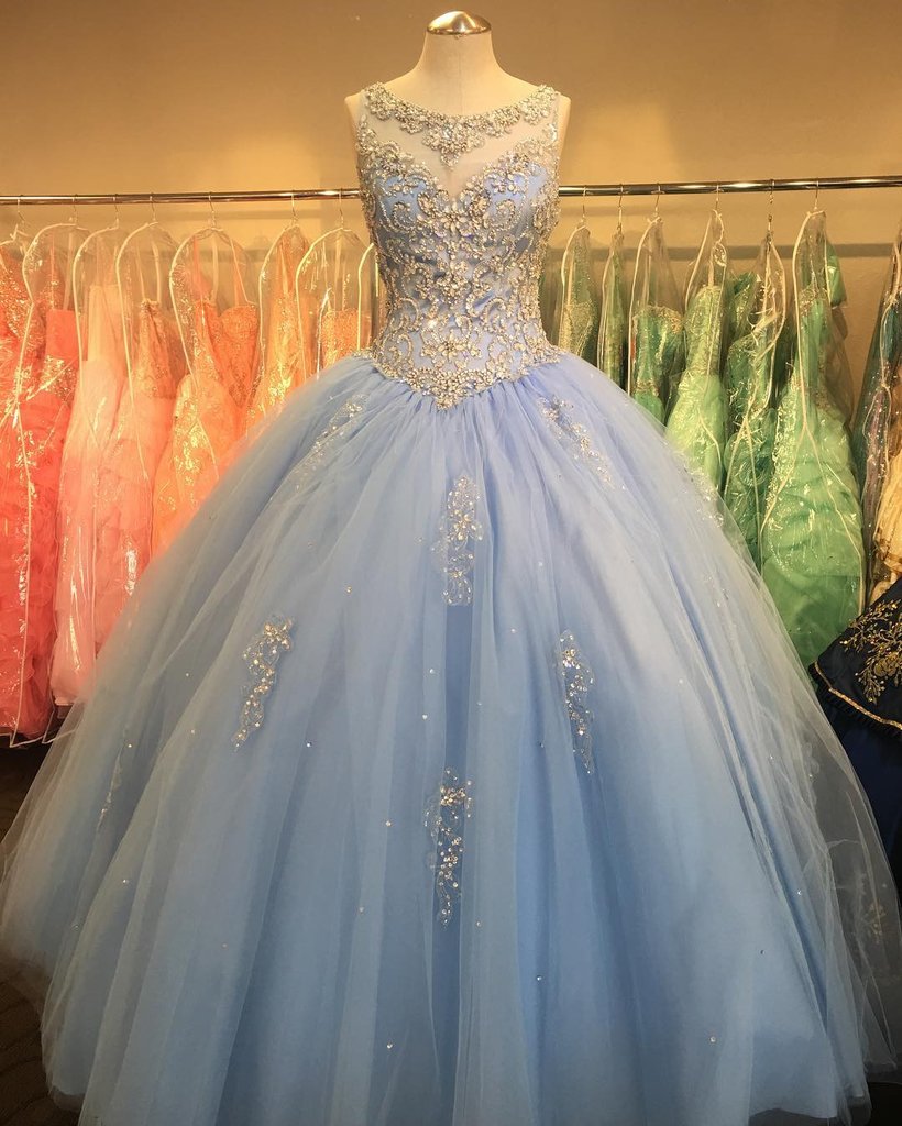 light blue sweet 15 dresses