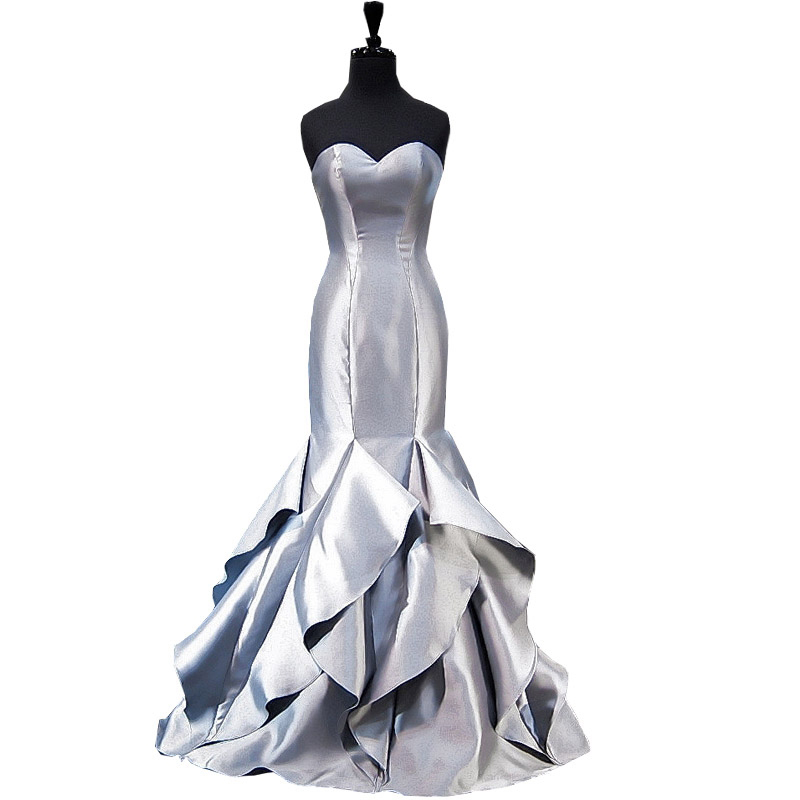 long silver evening gowns