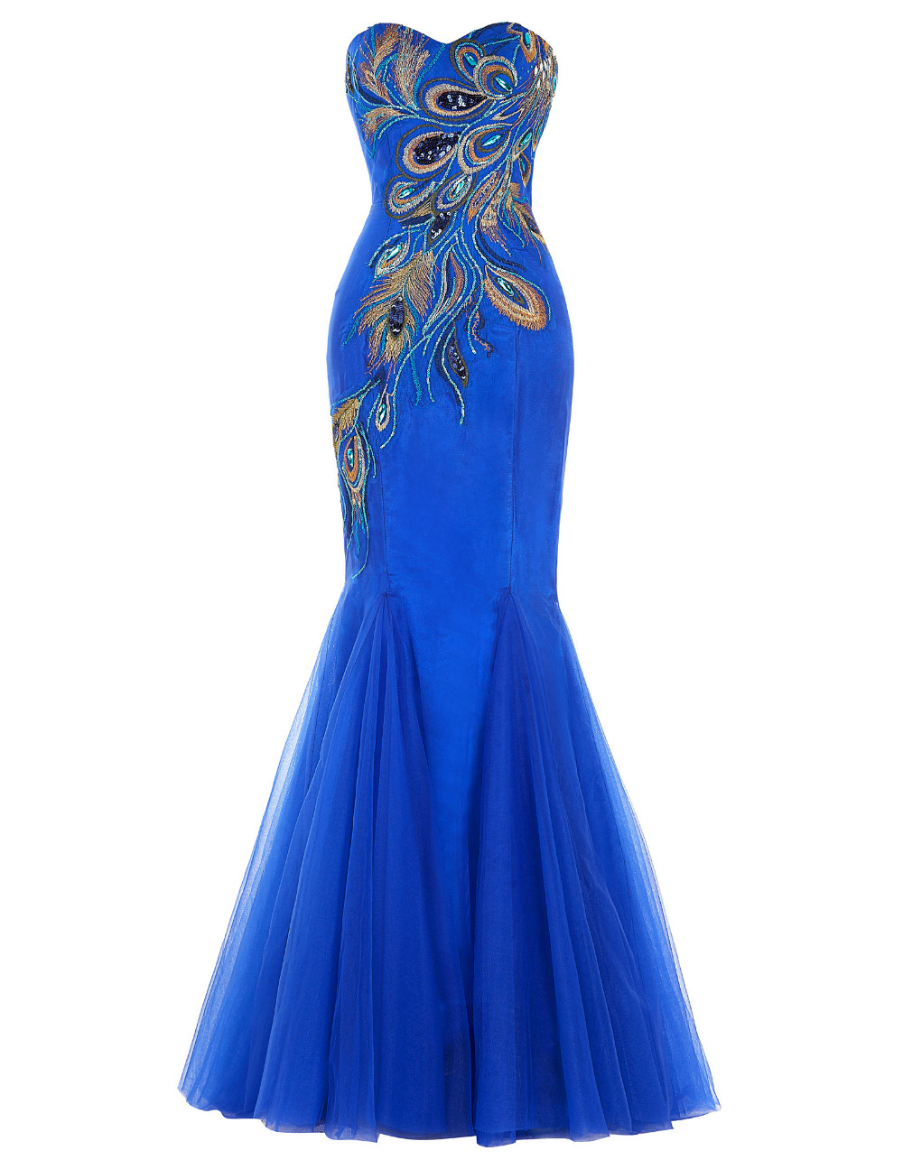Royal Blue Peacock Prom Dress