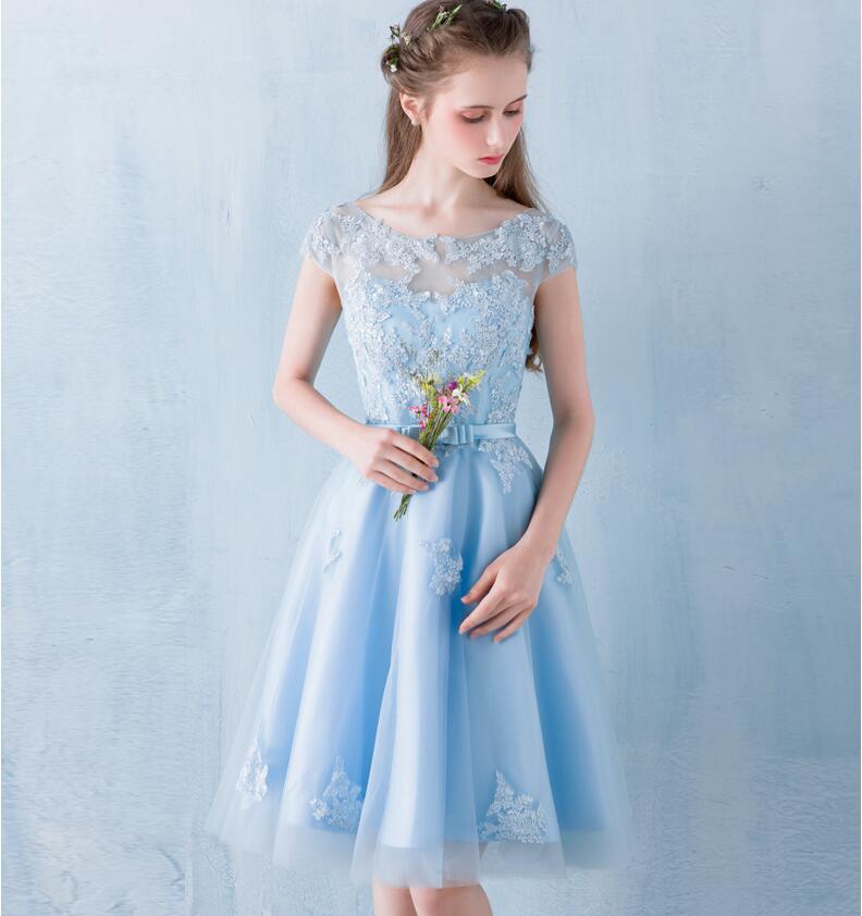 baby blue knee length dress